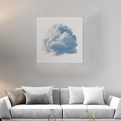 Single White Cloud on White Background Nursery Art - Heavenly White Serenity