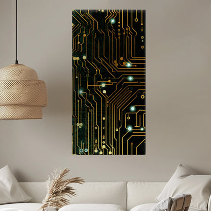 Impressionistic Circuit Board Painting - Electric Binary Fusion Circuits