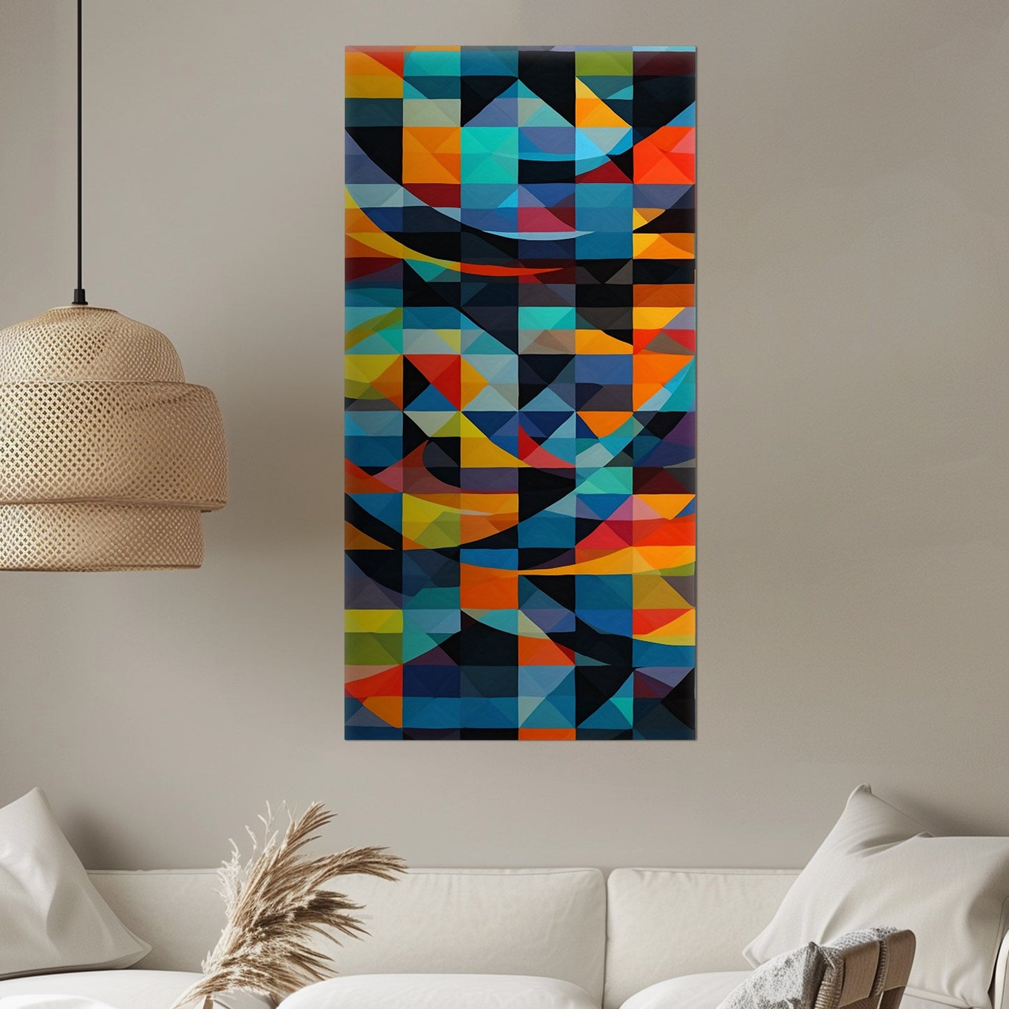 Geometric Abstracts Digital Render in Blues, Blacks and Yellows - Geometric Symphony of Color