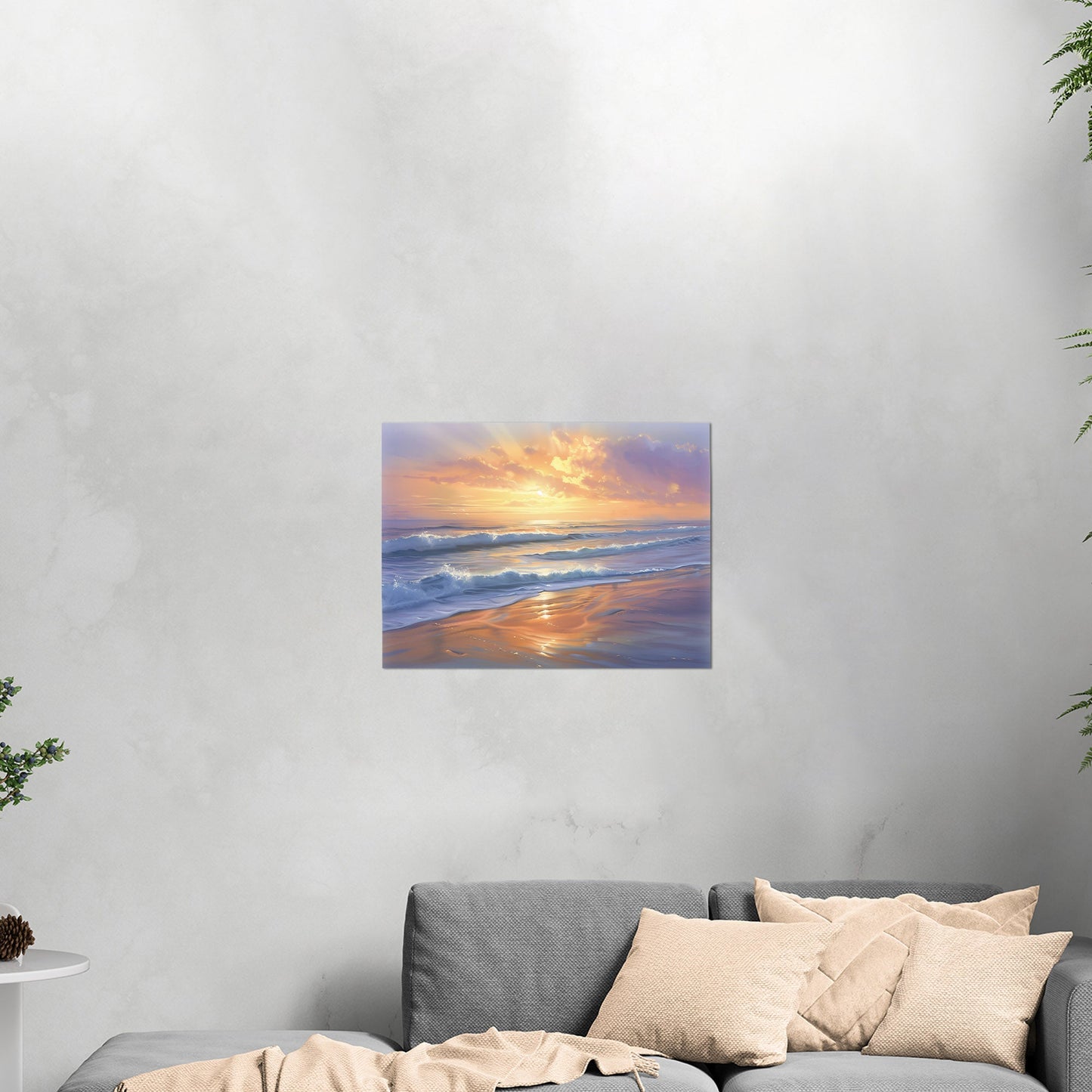 Tranquil coastal sunset - Golden Horizon