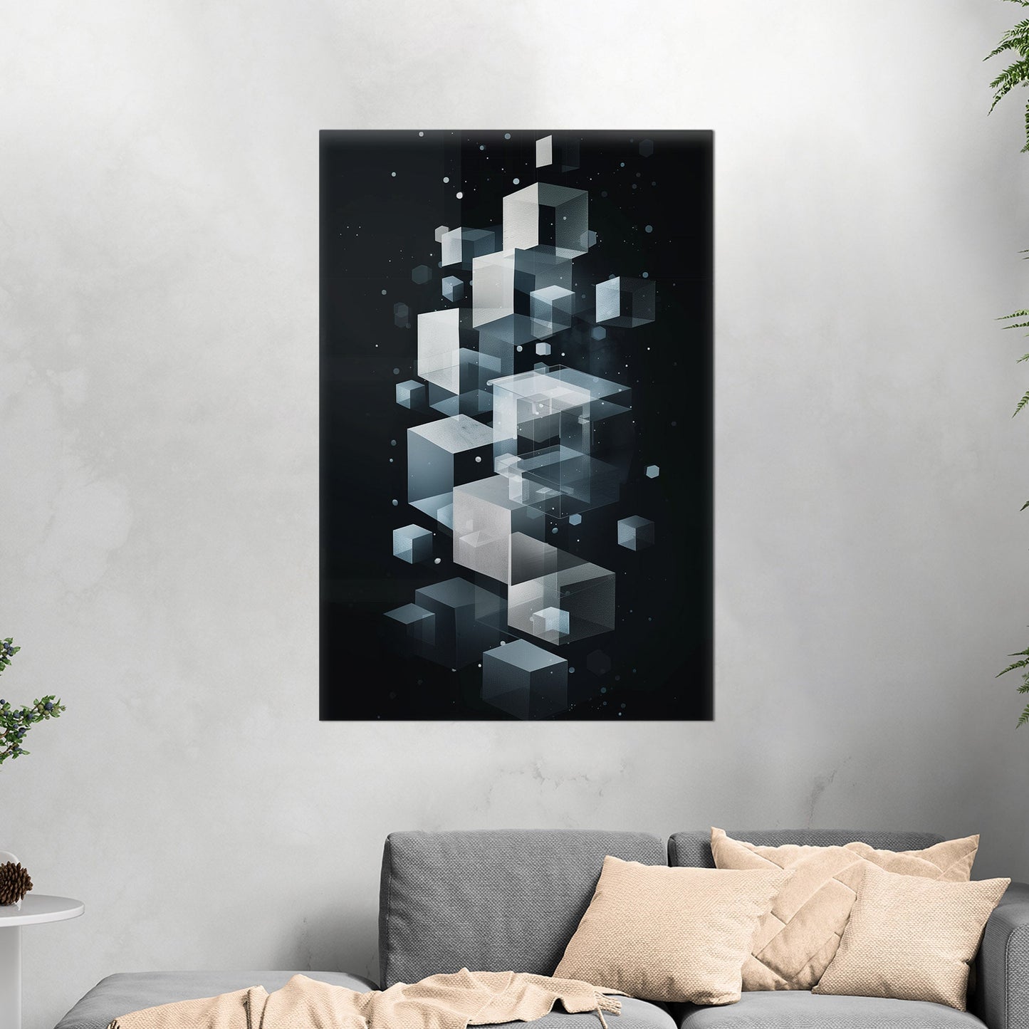 Abstract Geometric art for Office - Ethereal Cubic Serenity