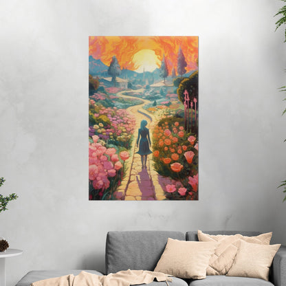 Child's Room Whimsical Fairytale Watercolor Landscape - Enchanted Floral Pathways