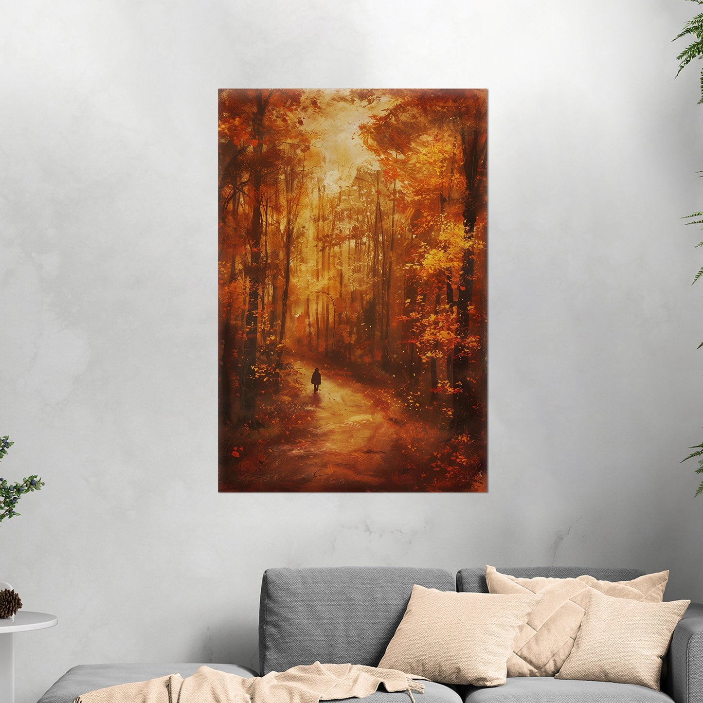 Autumn landscape in brown and orange - Ethereal Wanderer in Rembrandt's Autumn Forest