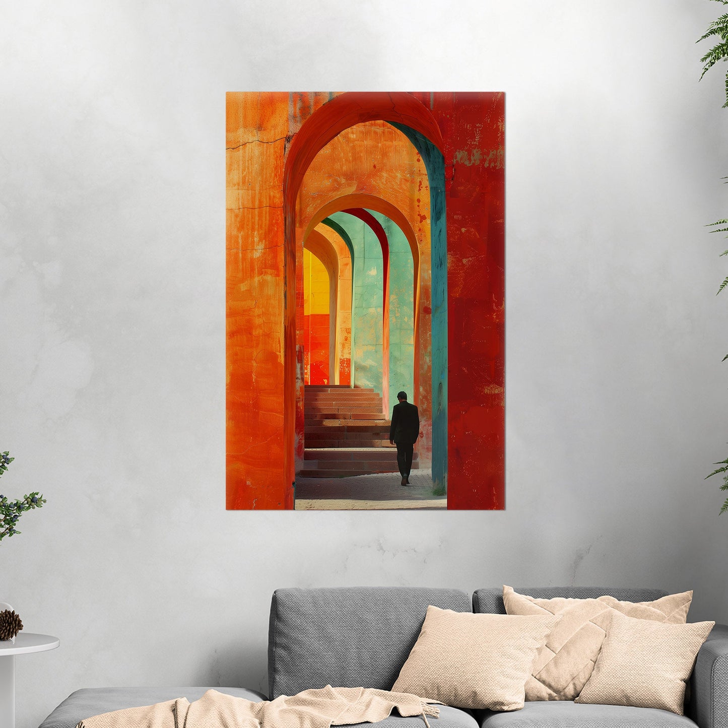 Impressionistic Painting of Archwayed Steps - Maze of Old