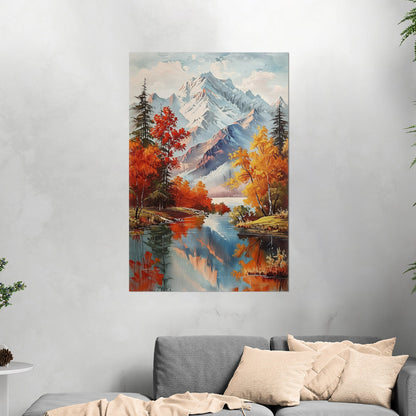 Vintage Mountain Landscape Painting - Enchanted Wilderness Retreat