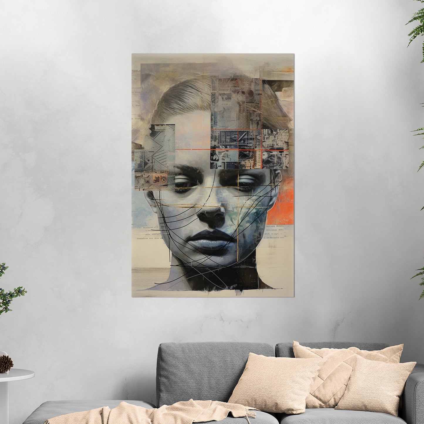 Mixed Media Portrait of a Somber Woman - Spectrum of Reflection