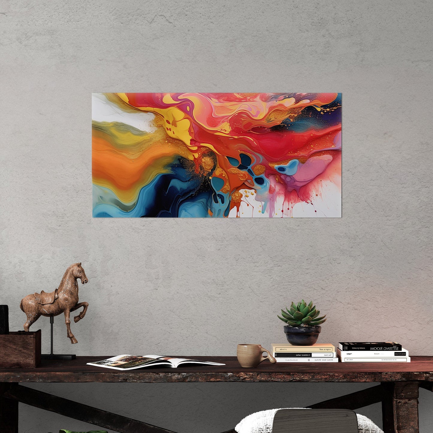 Vibrant Multicolor Oil Paint Abstract - Fluidity in Vibrant Color