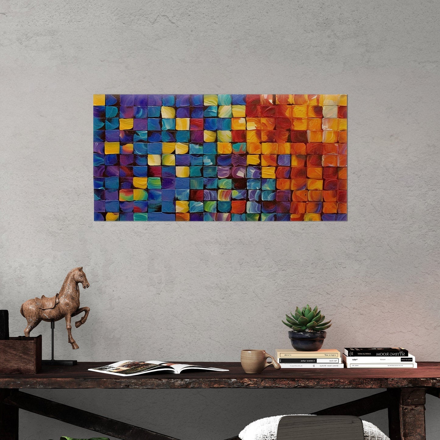 Colorful abstract squares textured painting - Formation Function