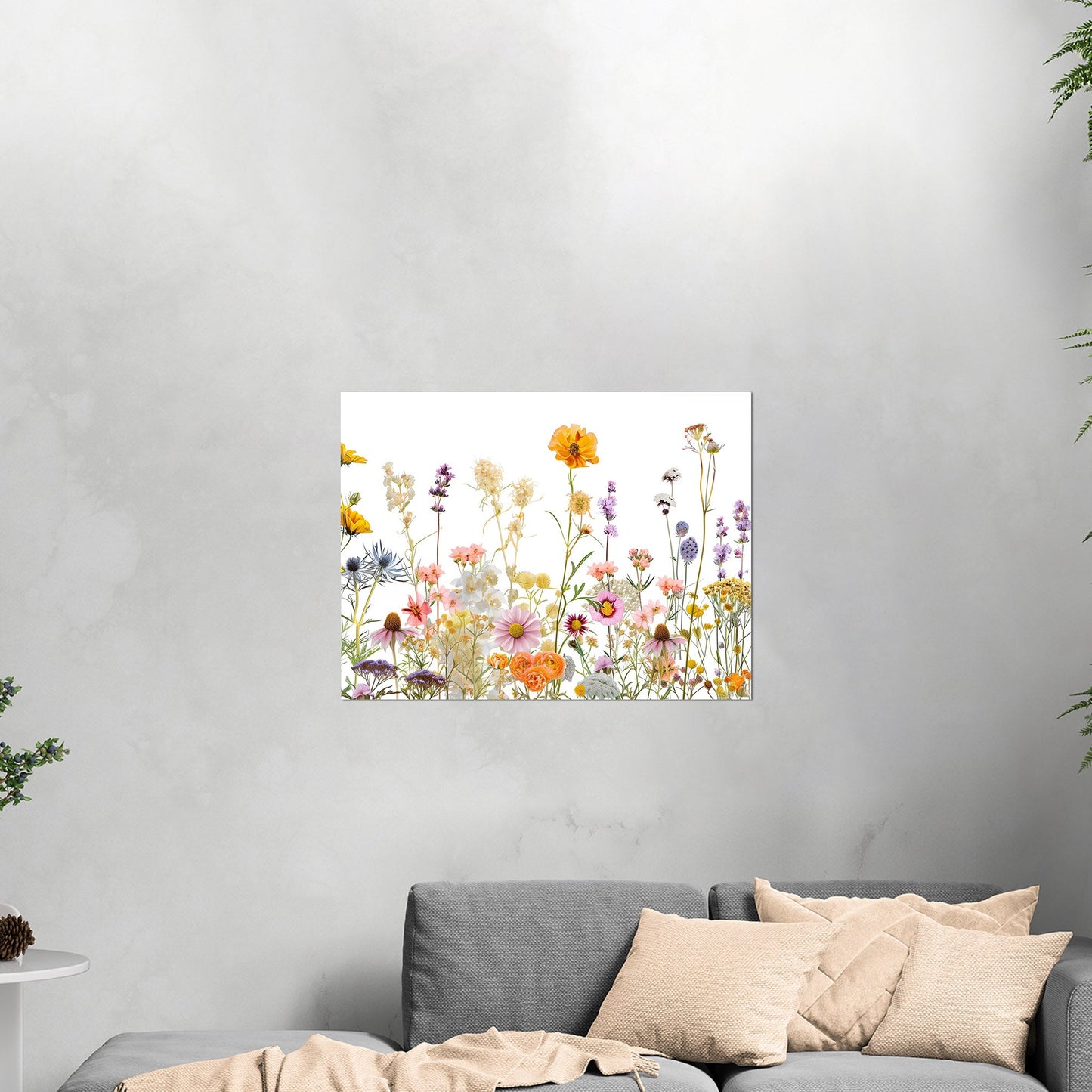 Whimsical Watercolor Wildflowers on White Background - Bright Flower Life