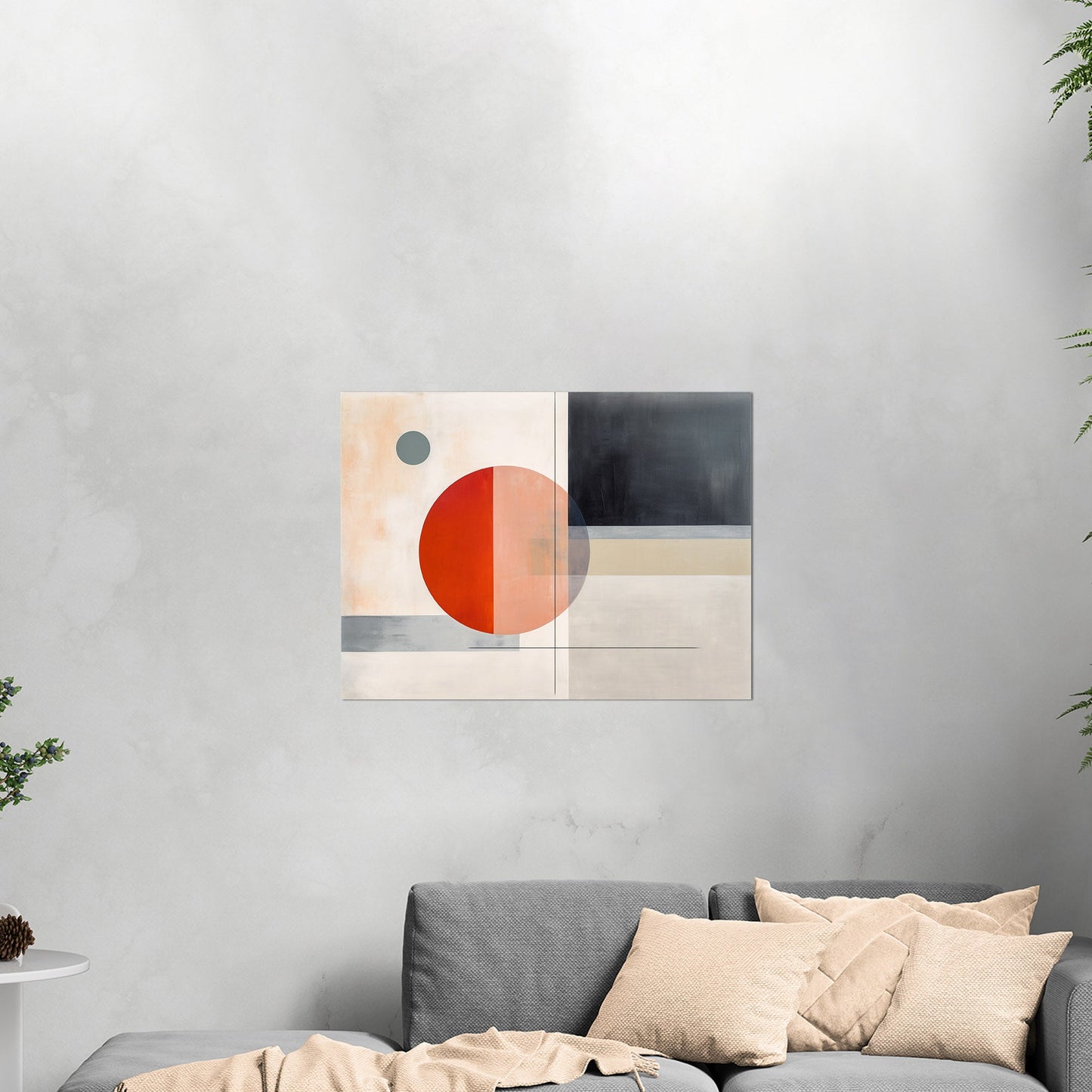 Geometric Minimal Abstract Shapes in Black, White and Red - Ethereal Whispers