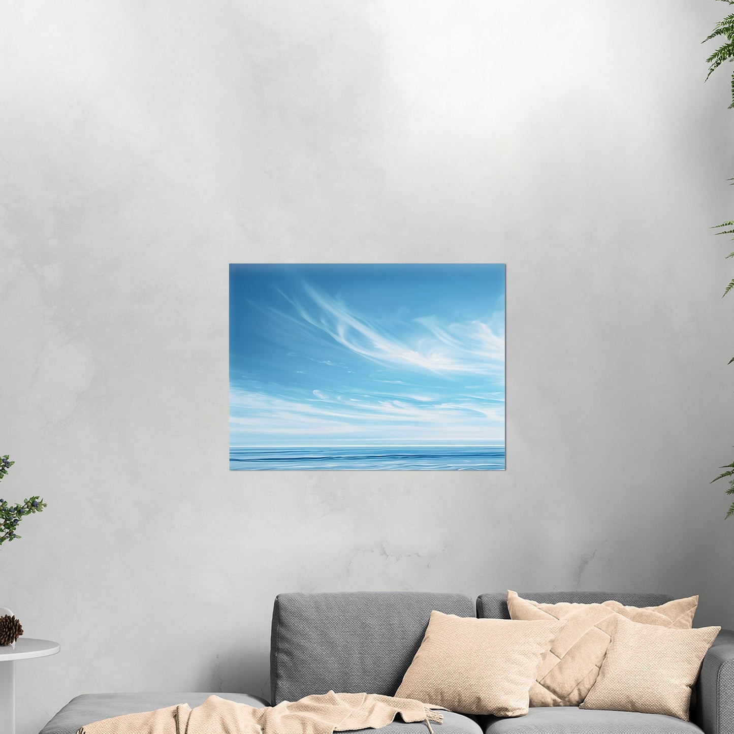 Abstract brush stroke painting of ocean - Modern Serenity