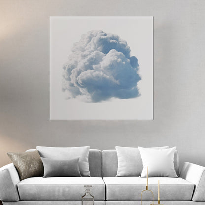 Single White Cloud on White Background Nursery Art - Heavenly White Serenity