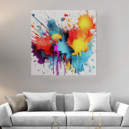 3D Digital Render of Splattered Colors - Vivid Spectrum Splatter Art