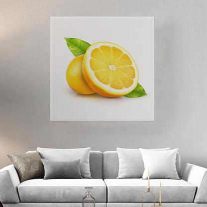 Still Life of Cut Open Lemon on White Background - Sour Citrus Summer Delight