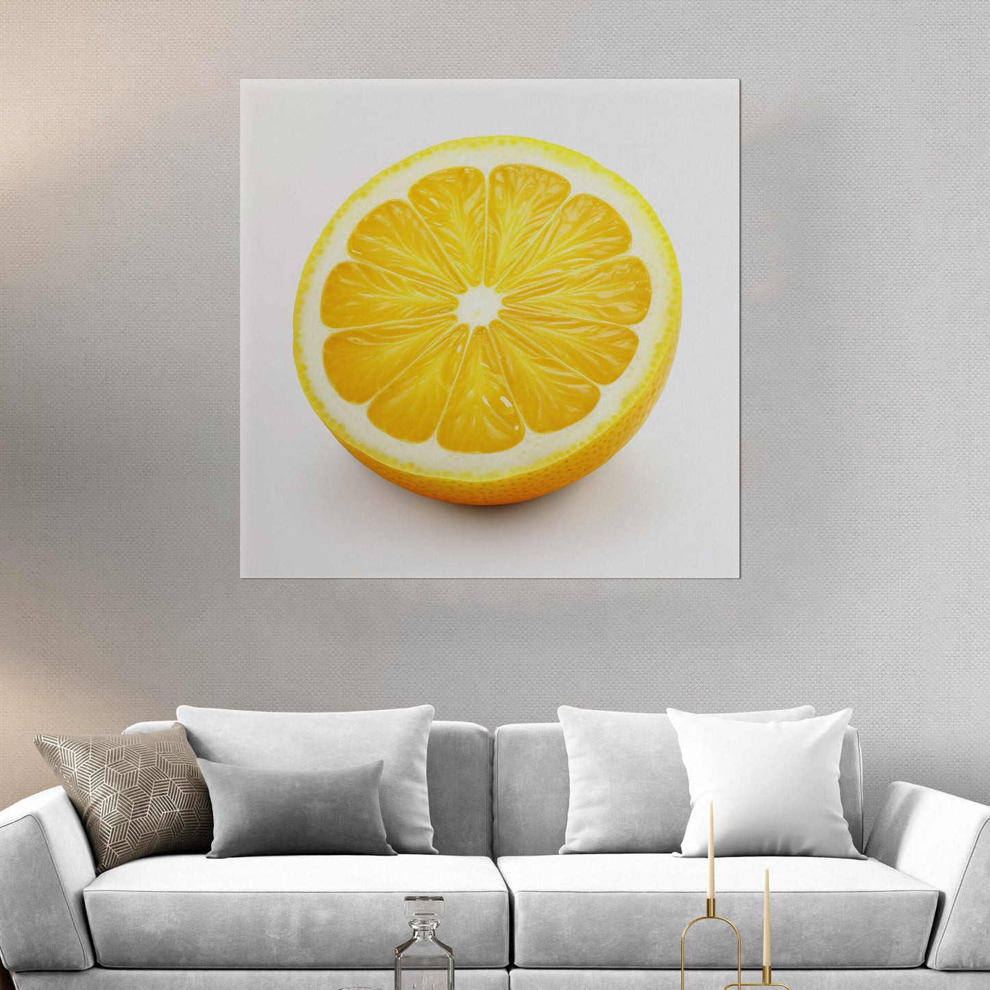 Still Life of a Lemon on White Background - Zesty Summer Citrus Slice