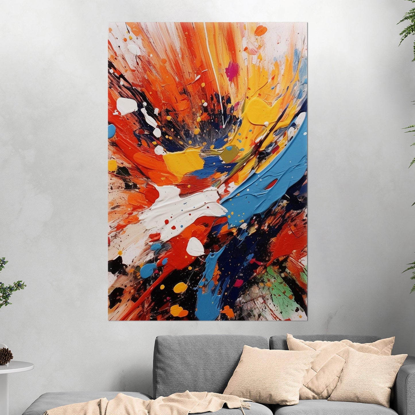 Vibrant abstract with dynamic paint splatters print - Energy Burst