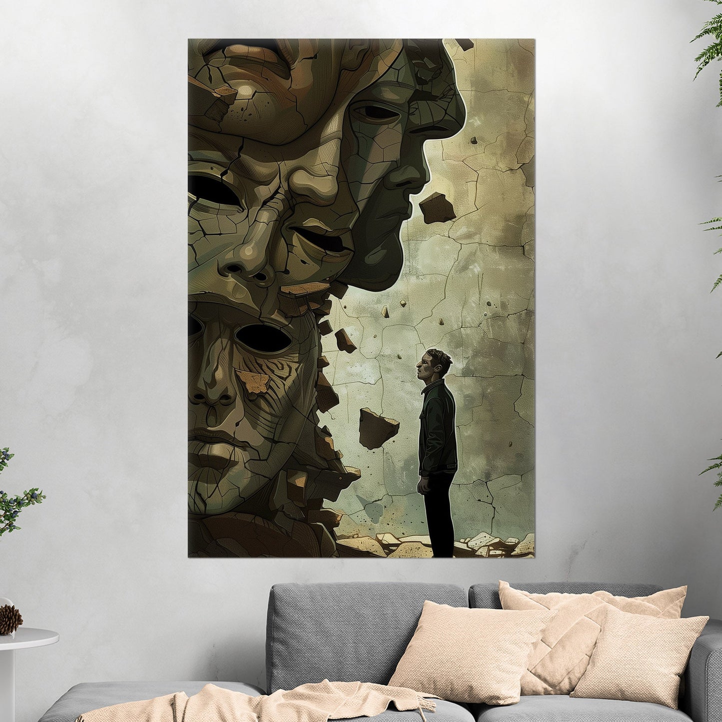 Wall art featuring man breaking through beliefs - Resilient Rebel