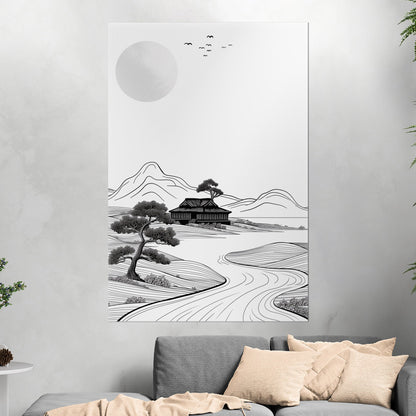 Chinese Landscape Ink Drawing - Ethereal Harmony of Eastern Lines