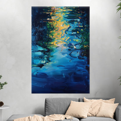 Mesmerizing abstract oil painting of water with vibrant ripples - Enchanting Oasis