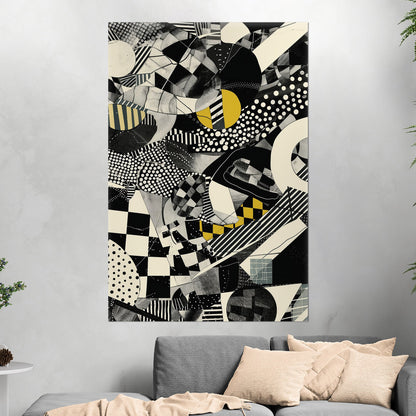 Black and White Geometric Abstract Painting - Cosmic Chaos