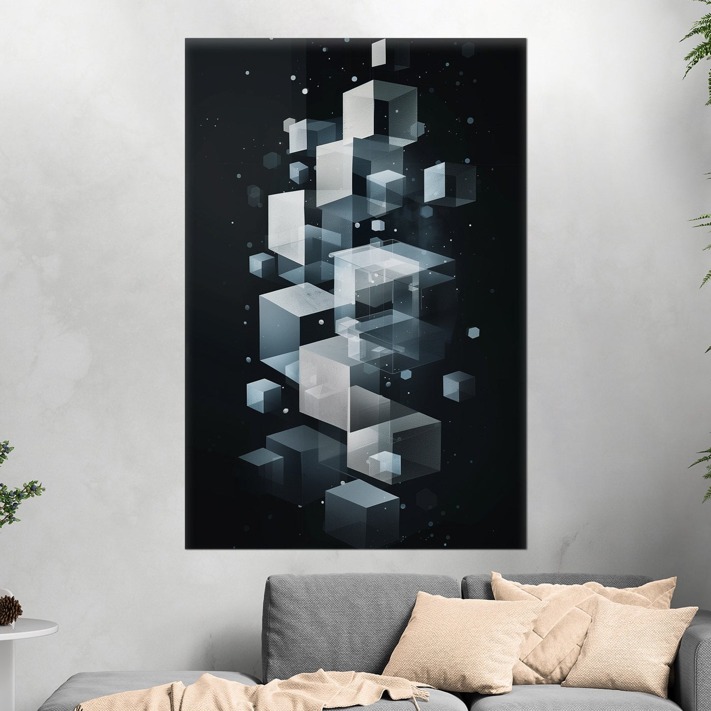 Abstract Geometric art for Office - Ethereal Cubic Serenity