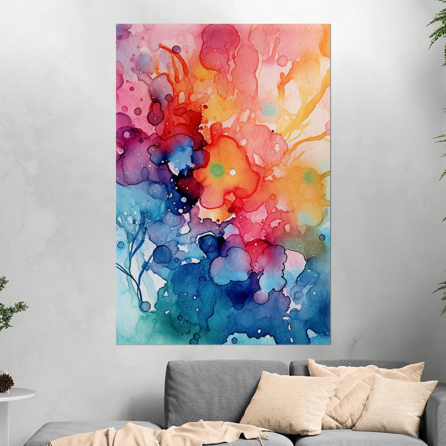 Vibrant Colorful Watercolor Splatters Abstract Painting - Spectrum of Creativity