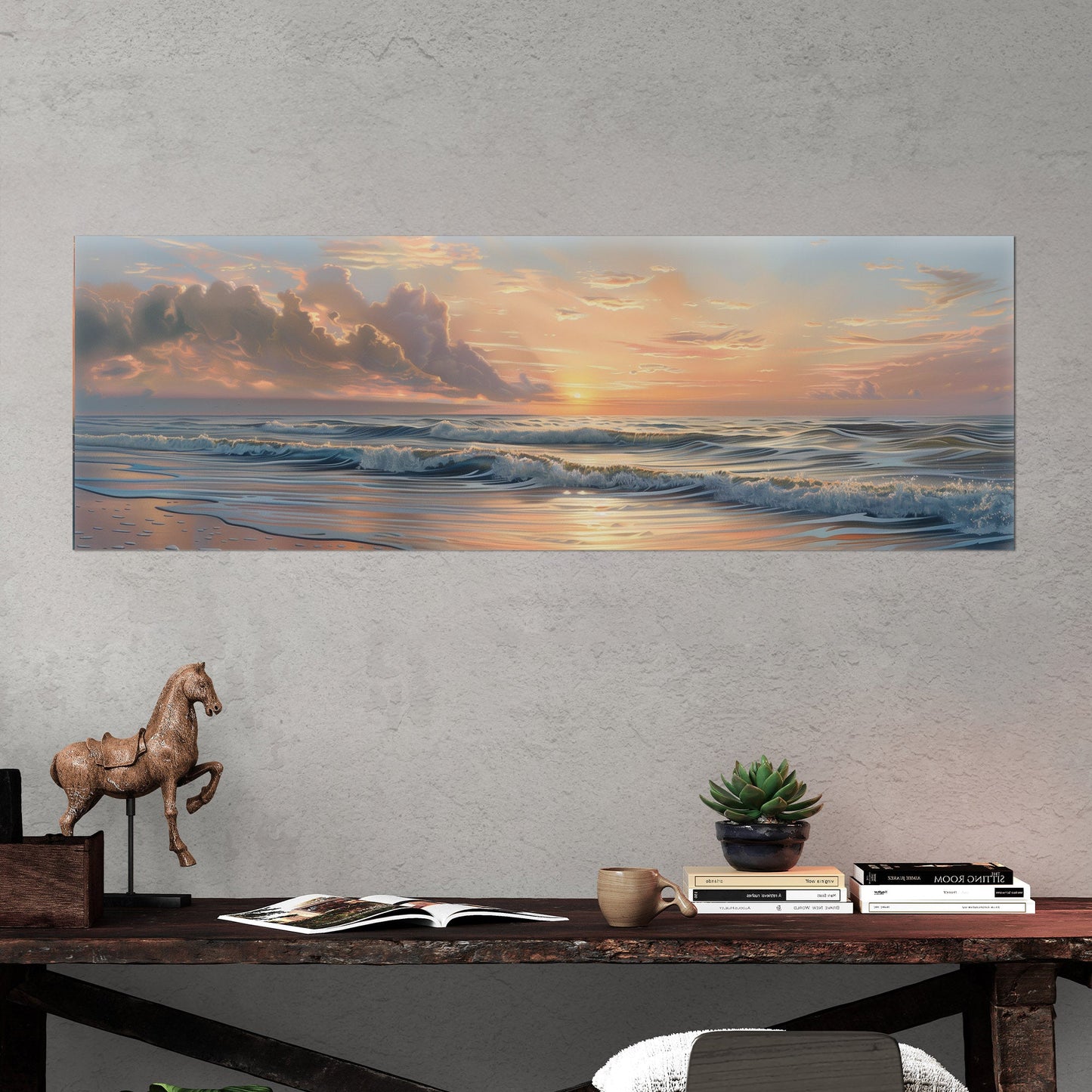 Coastal sunset serenity, pastel colors - Tranquil Reflections in Paradise