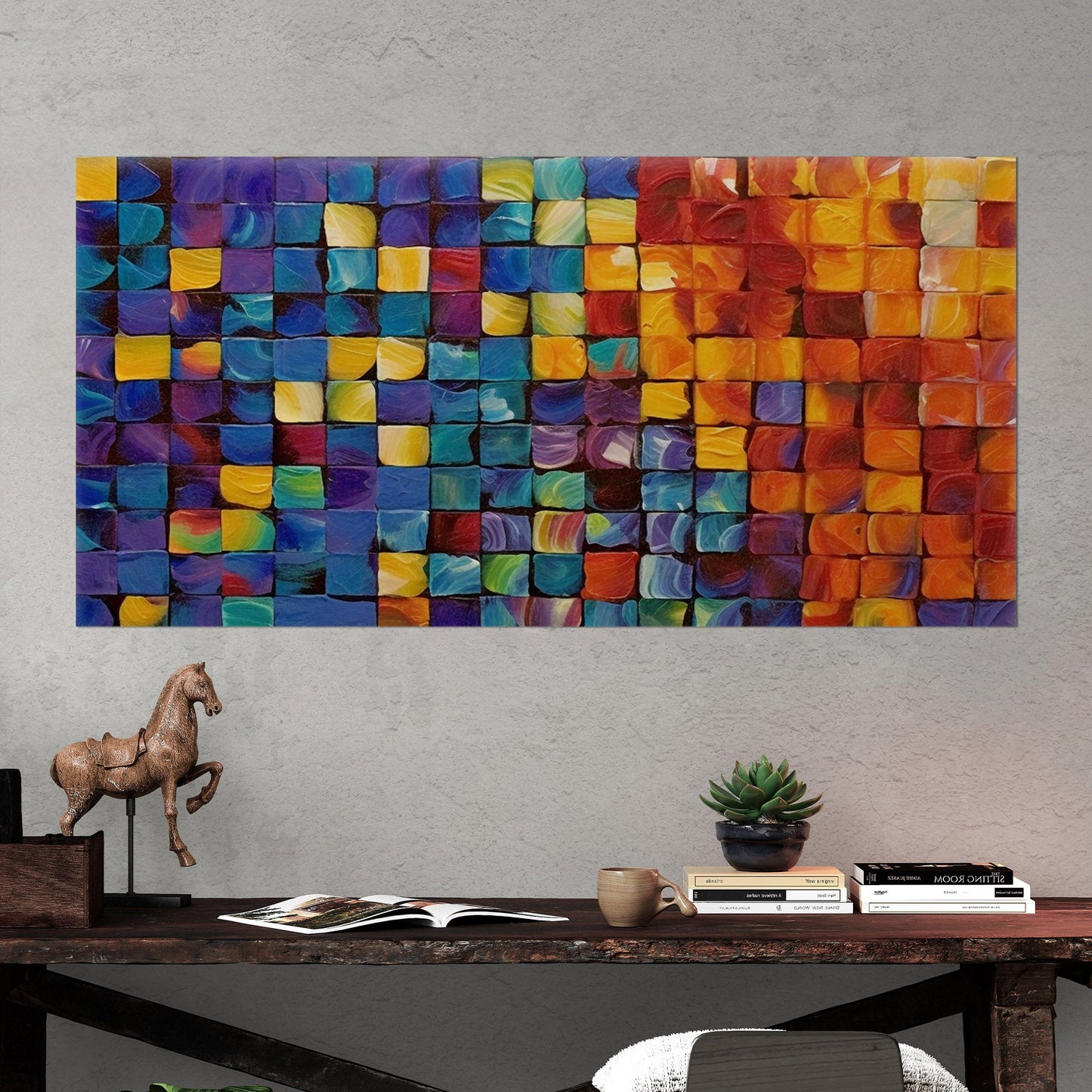 Colorful abstract squares textured painting - Formation Function