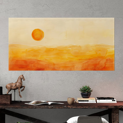 Tranquil desert vista in watercolor - Sunset Serenity