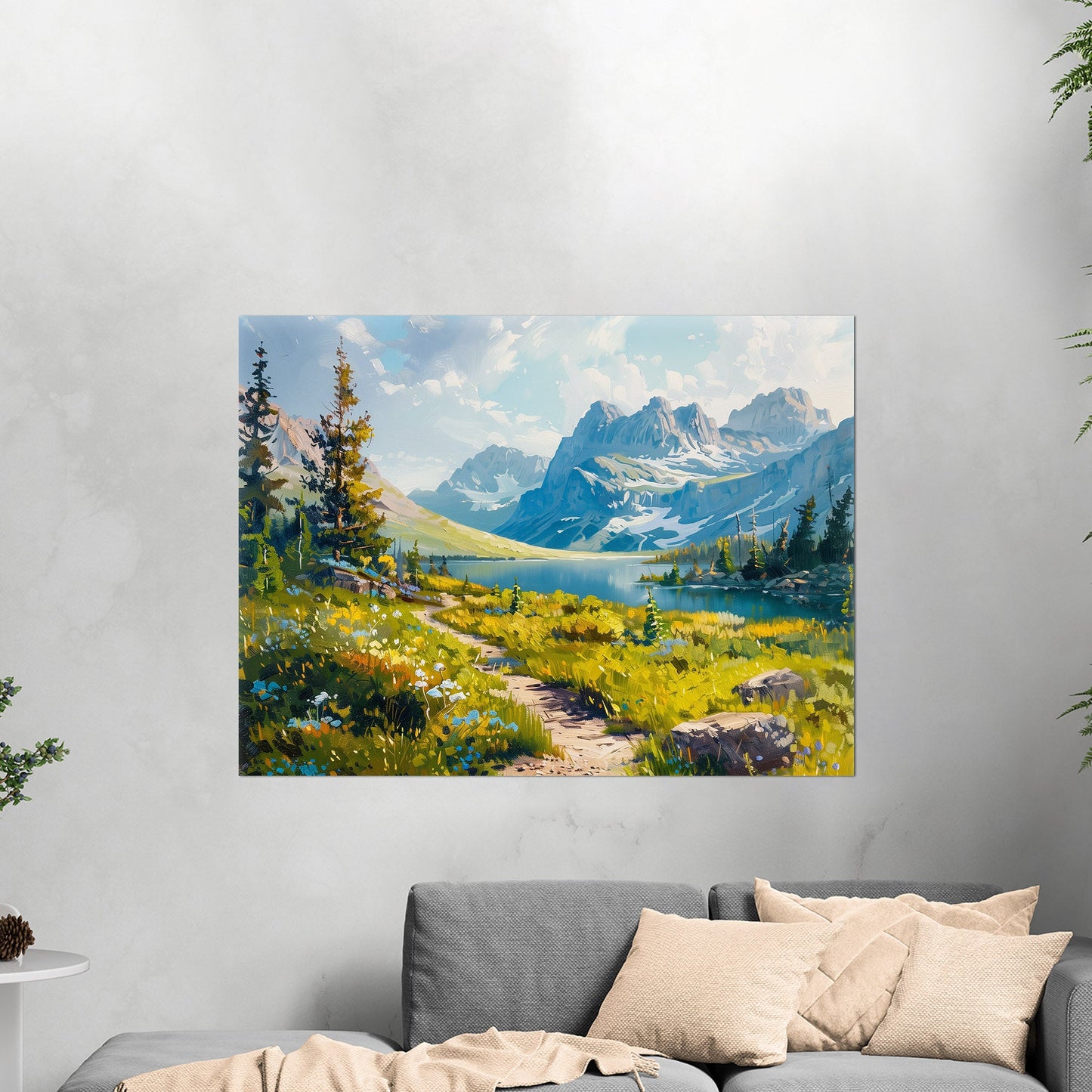 Landscape with Mountains and Stream - Serenity Sunrise