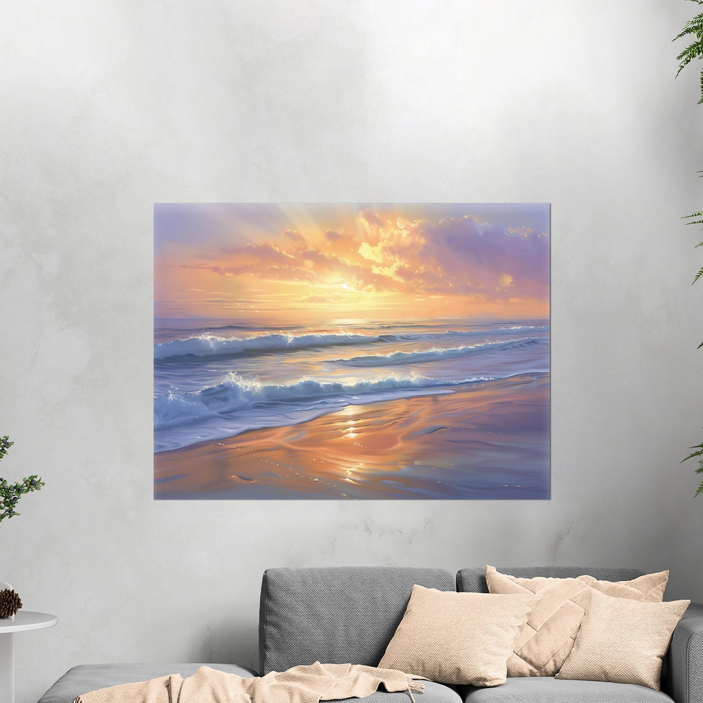 Tranquil coastal sunset - Golden Horizon