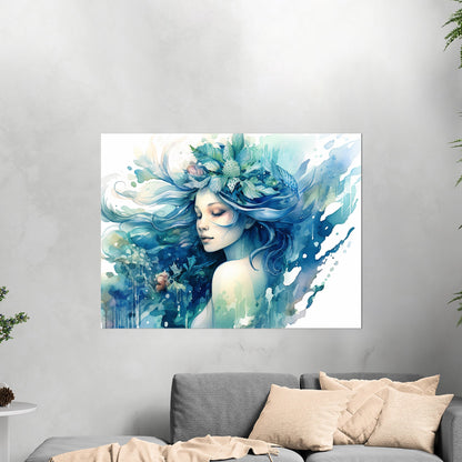 Description: High-quality ethereal watercolor mermaid art - Enchanting Mystical Mermaid