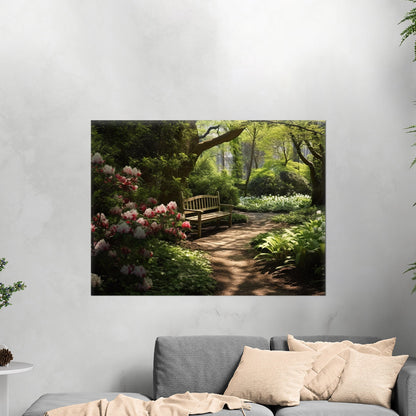 Tranquil oasis moss-covered garden path blooming azaleas serene ambience - Enchanted Garden Secluded Hideaway