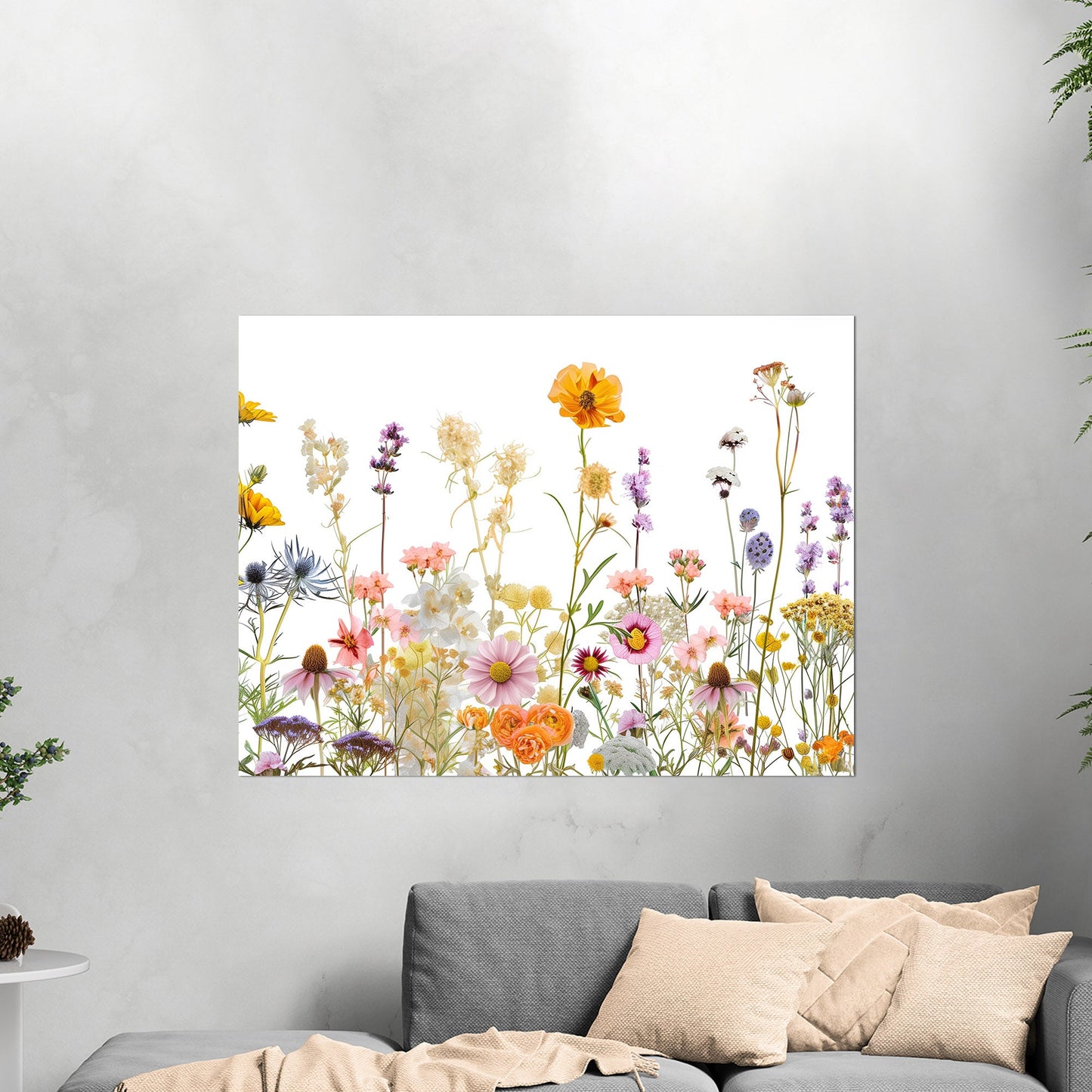 Whimsical Watercolor Wildflowers on White Background - Bright Flower Life