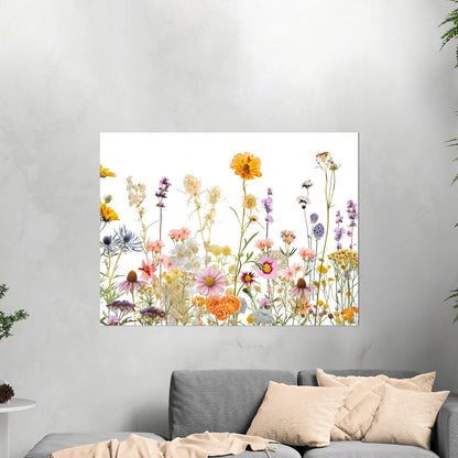 Whimsical Watercolor Wildflowers on White Background - Bright Flower Life