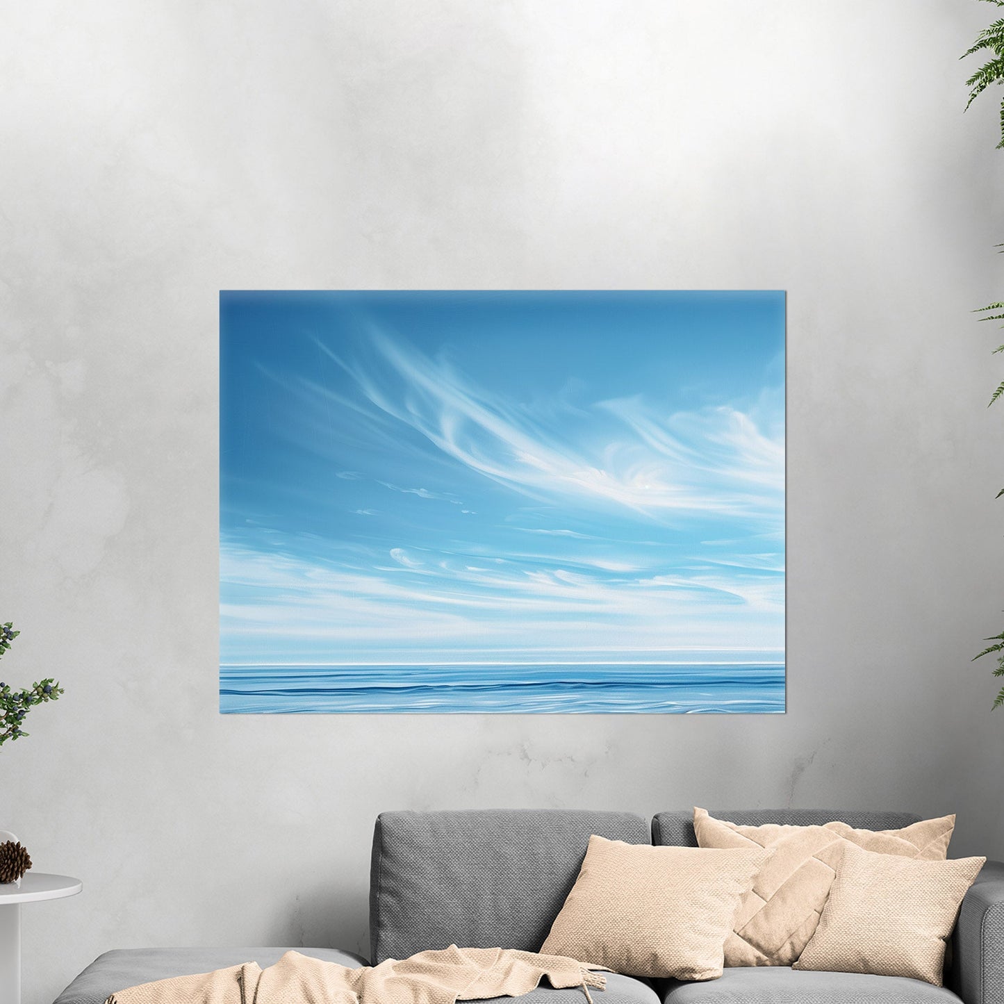 Abstract brush stroke painting of ocean - Modern Serenity