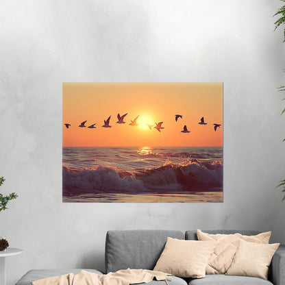 A mesmerizing ocean of birds at sunrise - Sparkling Horizon