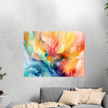 Watercolor Vibrant Multicolor Abstract - Flowing Color Symphony