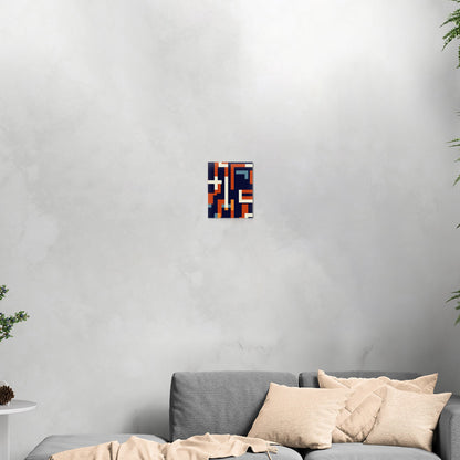 Geometric abstract wall art in blue and gold - Zenith Bliss