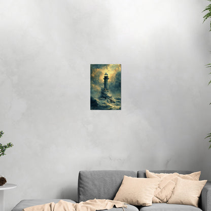 Handmade coastal lighthouse artwork - Illuminated Tranquility