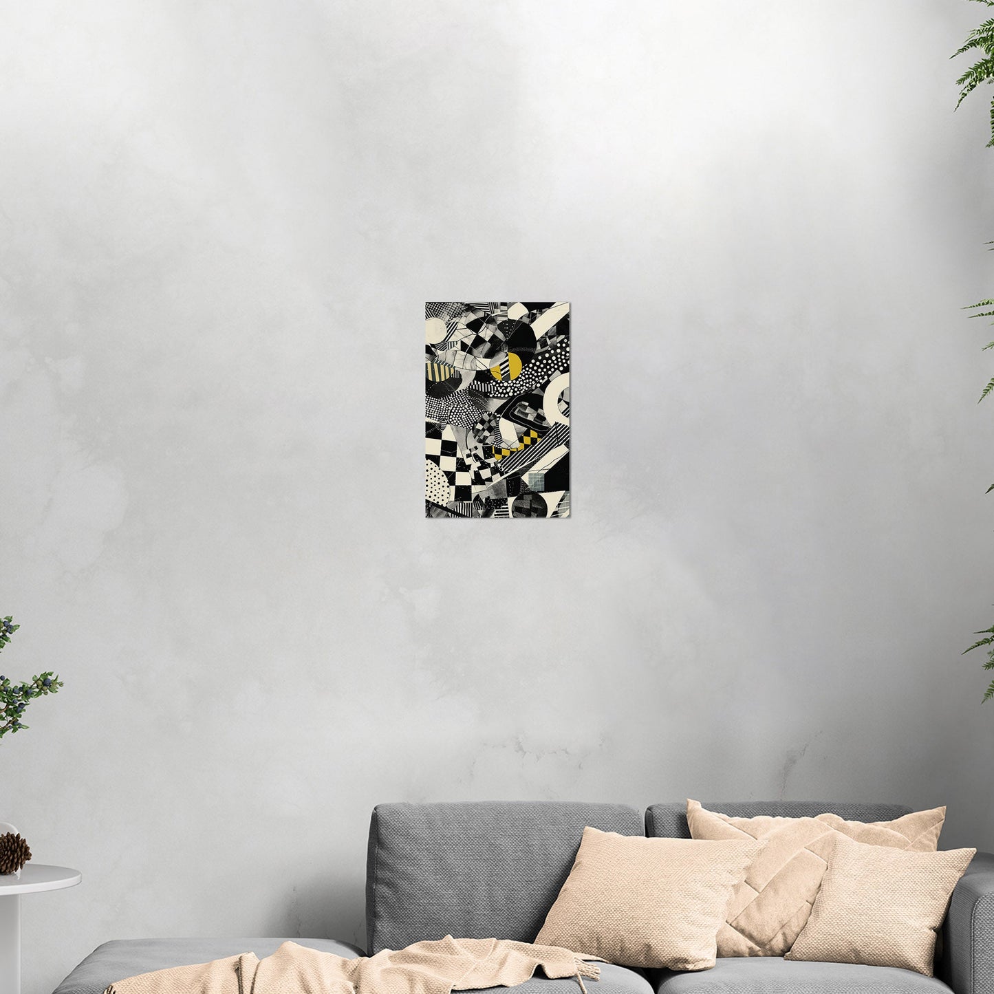 Black and White Geometric Abstract Painting - Cosmic Chaos