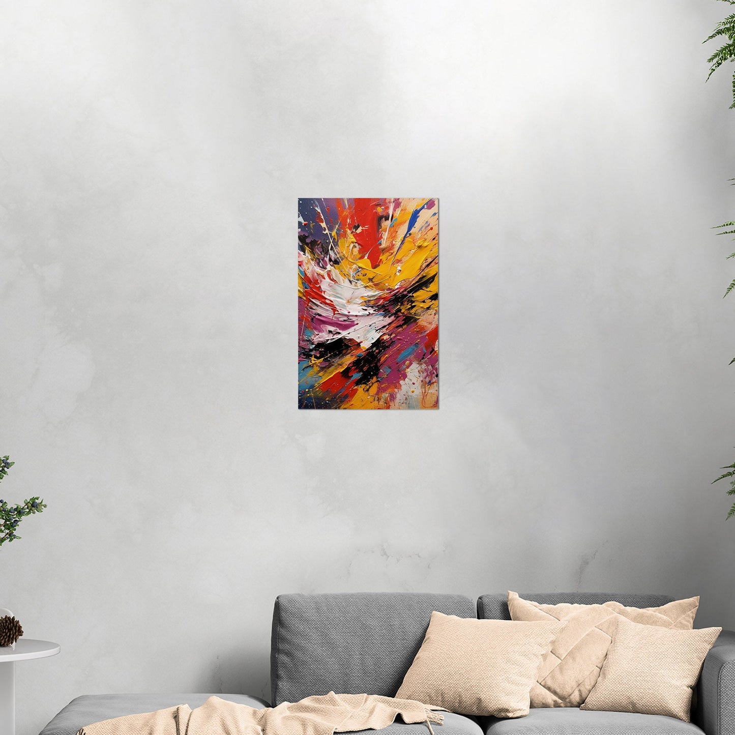 Vibrant abstract art piece with paint splatters - Eclectic Dream