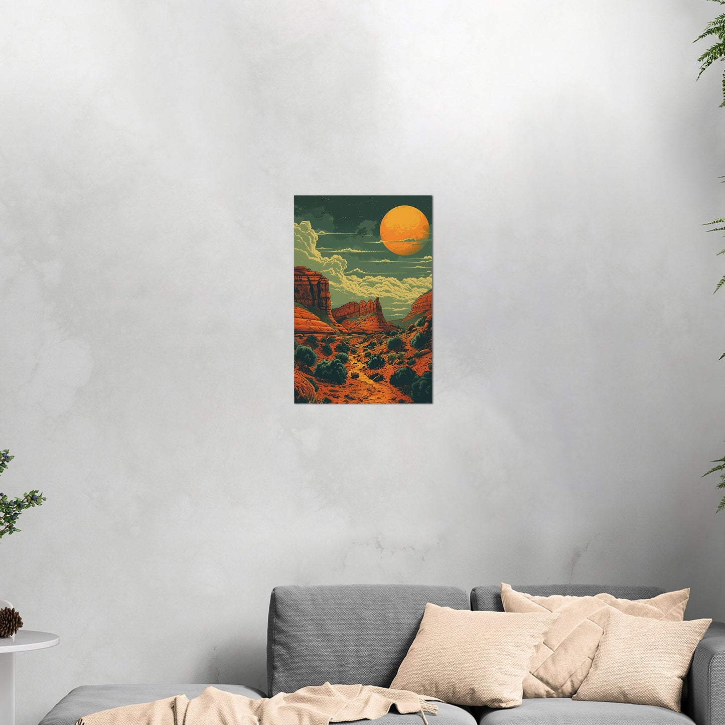 Red Rocks Desert Stylized Illustration - Red Reverie