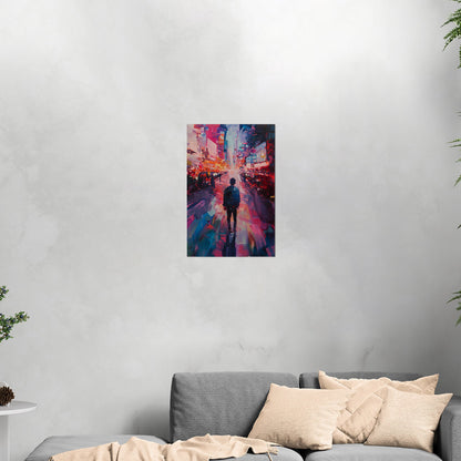 Impressionistic Painting of Modern City in Vibrant Pinks and Blues - Embrace the Vision