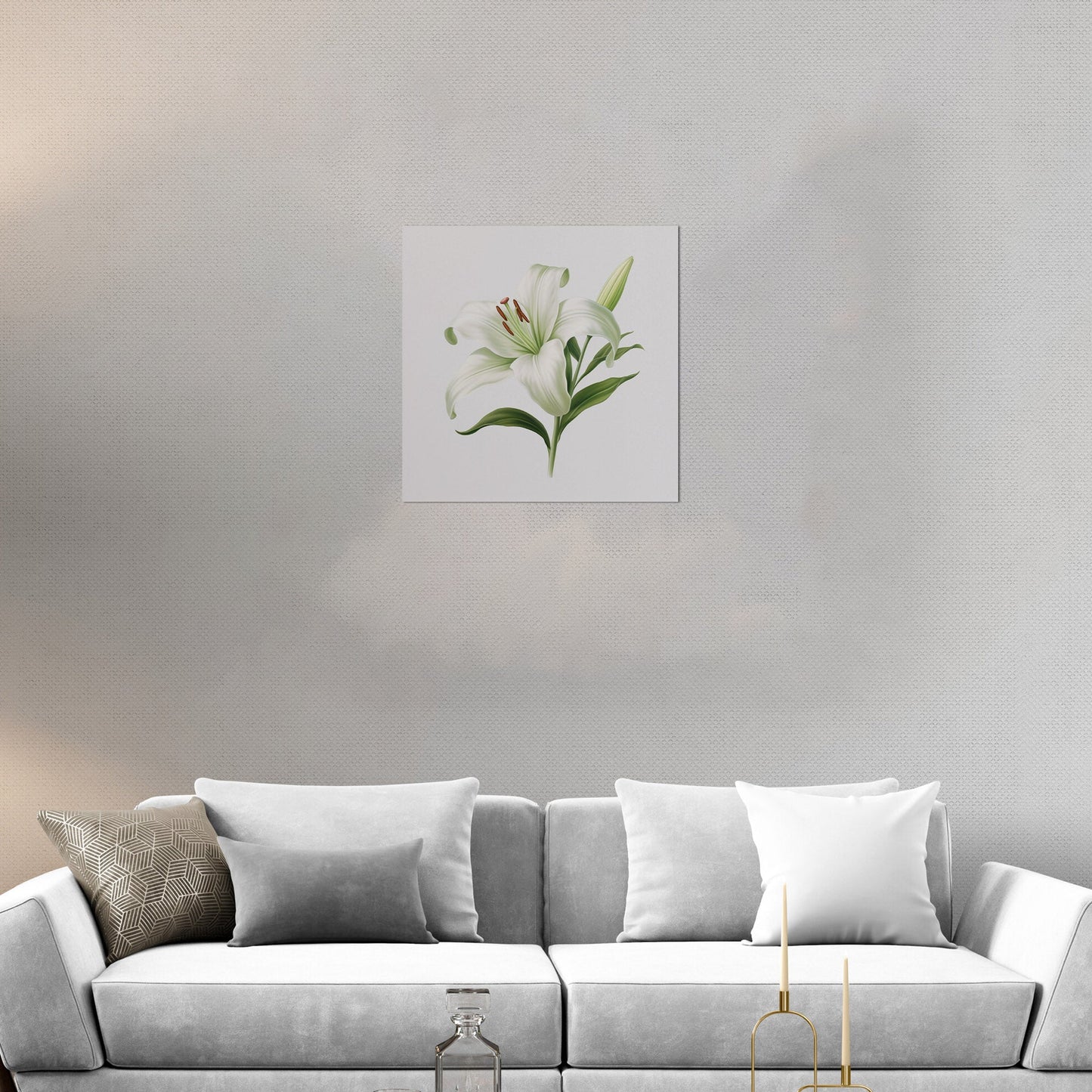 Painting of a Single Lily Highly Detailed on White Background - Lily Elegance