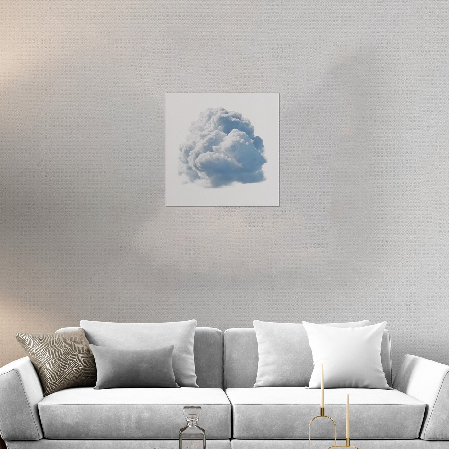 Single White Cloud on White Background Nursery Art - Heavenly White Serenity