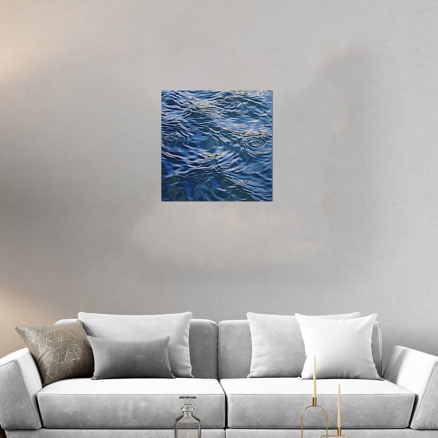 Tranquil blue water ripples in cubist masterpiece - Serene Dimensions