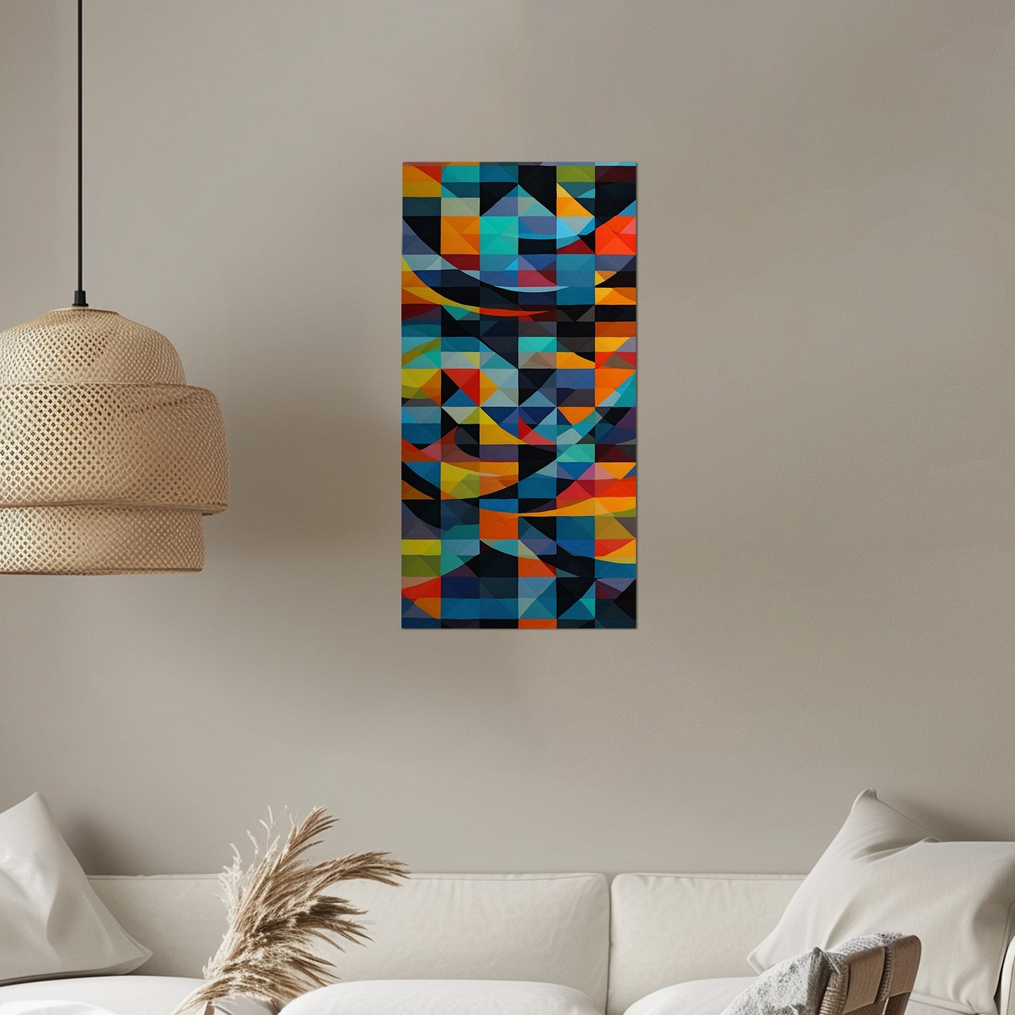 Geometric Abstracts Digital Render in Blues, Blacks and Yellows - Geometric Symphony of Color