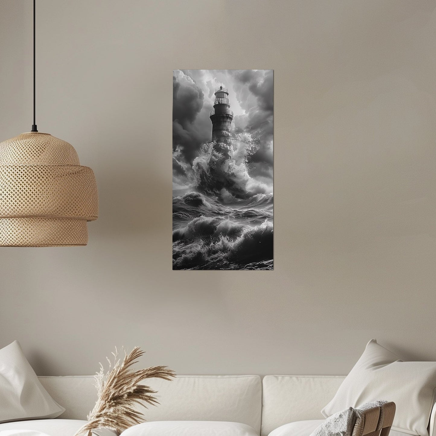 Highly detailed lighthouse wall art - Serene Coastal Dream