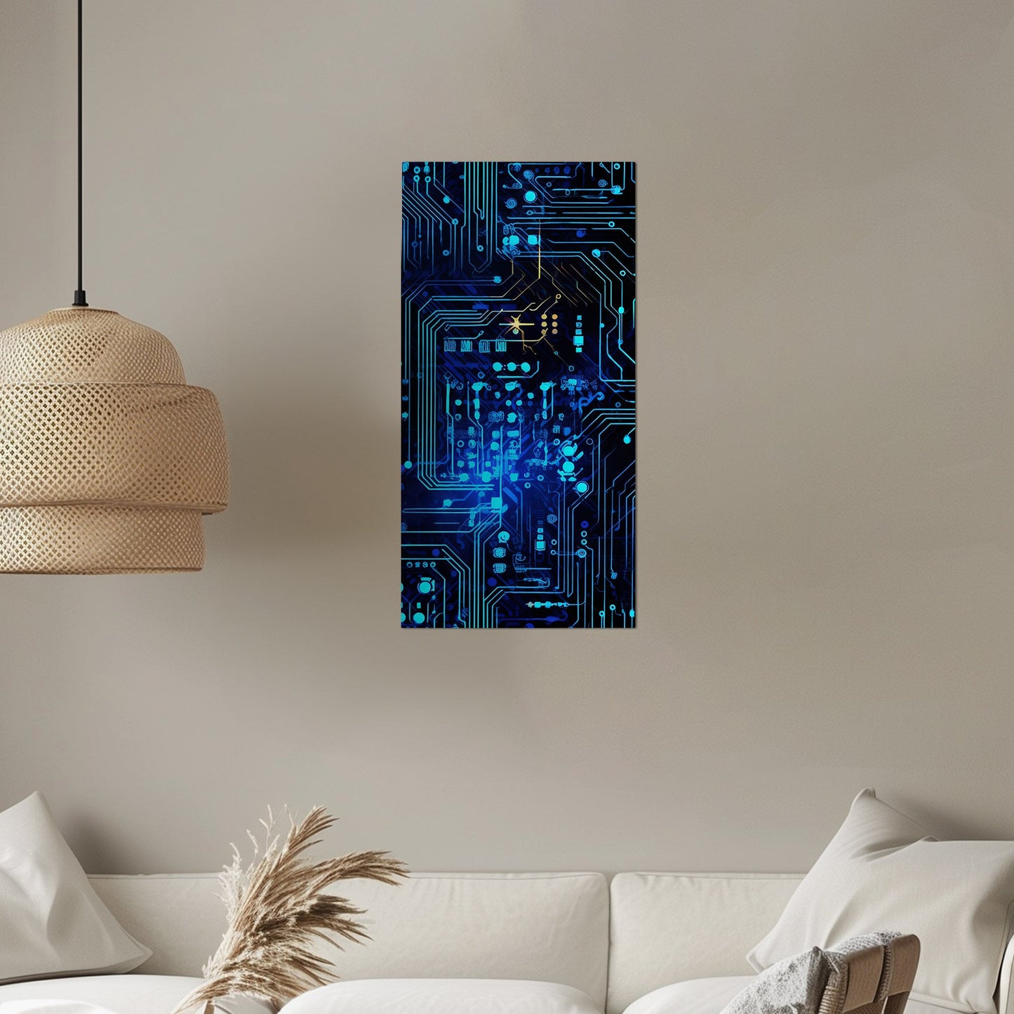 Impressionistic Circuit Board Painting - Electric Binary Dreams